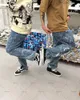 Herren Jeans American Street Hiphop hohe Taille bedruckte übergroße Jeans Herren Y2K Mode lässig lockere Hose mit weitem Bein Damen Stil 230729