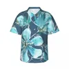 Men's Casual Shirts Short-sleeved Shirt Watercolor Floral Teal T-shirts Polo Tops