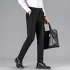 Мужские брюки премиум-класса без утюга, классический крой, брюки с расширяющейся талией и складками спереди, модный костюм в решетку, деловые брюки 2023, 298