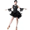 Стадия ношения женская танцевальная одежда Мини-платье с блестками