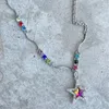 Подвесные ожерелья красочное кольцо для женщин для женщин Корейские звездные звезд