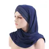 Sciarpe Hijab istantaneo Scialle cucito Cofano interno Convinient Headwrap Fronte Sciarpa musulmana incrociata Turbante pronto da indossare