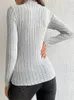 女性用Tシャツ女性背の高いソリッドスタンドネックティーロングスリーブスリム秋の冬のブラウスカジュアルTシャツハイカラーストライプベーシックラップオーバーソフト