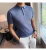 Herr t-skjortor polo skjorta kortärmad 2023 smal fit lapel företag stickad avslappnad halvärm t-shirt män designerkläder