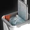 MOPS Golvrengöring Microfiber Squeeze Spin Mop med Bucket 360Rotating Flat Wet eller Dry Use Housual Cleaning 230728