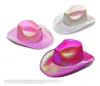 Rymd cowboy hatt neon glittrande glitter glänsande kepsar holografiska rave fluorescerande cowgirl -hattar halloween kostymfesttillbehör 7 färger SN5256