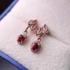 Dangle Earrings FoYuan Silver Color Women's Natural Garnet As Gift For Girlfriend Trend