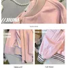 Damenjacken Rosa Baseballuniformjacke Damenmode Frühling und Herbst Lose lässige amerikanische Motorrad-Pu-Lederjacken für Damen 230728