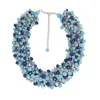 Chaînes À La Main Déclaration Collier Pour Les Femmes De Mode Charme Cristal Perle Turquoise À Tricoter Chunky Collier Sautoirs Bijoux De Fête De Mariage