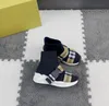 Designer crianças botas casuais tênis para menino menina tamanhos 26-35 fivela de segurança decoração crianças meias botas incluindo caixa de sapato de marca