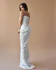 Glamourous Satin Sheath Wedding Dresses Spaghetti Wedding Dress Sweep Train Split robe de mariee bridal gowns