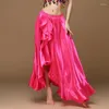 Stage Wear 2023 Belly Dancing Side Pulling Long Satin Skirt Lady Dance Skirts Women Sexy Oriental