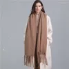 Scarves Oversized Long Scarf For Women Men Winter Warm Cashmere Solid Color Neckerchief Blanket Fringe Pashmina Shalws Wraps