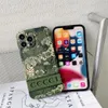 أزياء مصمم رسالة Tiger Letter Designer For iPhone 15 14 13 12 Pro Max 11 Green Soft IMD TPU Shell Back Forest Force Cover