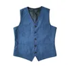 Gilet da uomo Gilet da uomo Gilet blu monopetto misto lana Gilet da uomo Denim Jeans Gilet Giacca Slim Fit Casual Formale Business 230728