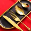 Dinnerware Sets Stainless Steel Spoon And Fork Embossed European Imperial Titanium Plated Gold Tableware Western Table Knife Set