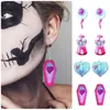 Boucles d'oreilles créoles drôles en acrylique rose avec une ambiance d'Halloween