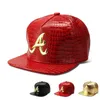 Trendig PU Crocodile Skin Hip Hop Cap för män Kvinnor Rap Snap Back Letter Flat Baseball Bonnet Homme Gold Dad Trucker Hat