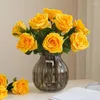 Kwiaty dekoracyjne 9pcs Rose Home Dekoracja 45 cm Lateksowa powłoka Prawdziwa płatki dotykowe sztuczny kwiat ślub miły impreza imprezowa -