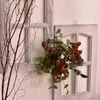 Dekorative Blumen, 5 Köpfe, künstliche Blume, Seide, Teerose, 42 cm, gebackene Fertigkeit, gefälschte Pflanze, Hausgarten, Party, Dekoration, Zubehör, Weihnachten