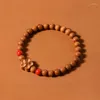 Strand Laoshan Sandalwood Art Hand String Single Circle Diy Women Cinnabar Peach Peach Plum Buddha Bead Armband Men Wholesale