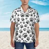 Camisas casuais masculinas com estampa de cachorro manga curta havaiana botão para baixo praia tropical floral