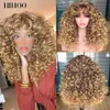 Cosplay s Red Brown Copper Ginger Short Curly with Bangs Synthetic for Women Natural Wave Heat Resistant HIHOO Hair 230728