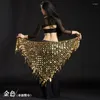 Scen Wear Belly Dance Costume Bling Sequine Hip Scarf Tribal Fringe Tassel Wrap Belt Solid Color Red Silver Golden