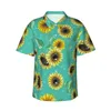 Men's Casual Shirts Pretty Sunflower Mens Hawaiian Short Sleeve Button Down Beach Tropical Floral