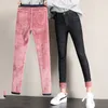 Jeans da donna a vita alta in denim elasticizzato di alta qualità e pantaloni a matita in cashmere