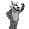 Gris loup mascotte costumes de mascotte Halloween dessin animé taille adulte longue peluche loup Aniaml déguisement déguisement usine directe 297F