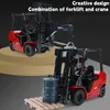 Electric/RC Car Electric RC Car 1 8 Alloy Forklift Truck RC Remote Control Toy Gift Auto LED Light With Simulated Sound Engineering Educational Toys 240314
