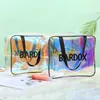 Toiletry Kits Transparent Colorful Laser PVC Cosmetic Bag Hand Carry Large Capacity Letter Printing Travel Storage Pouch 230729