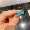 Boucles d'oreilles pendantes Paraiba Love 925 trésor coloré émeraude coeur de pêche bijoux de commerce électronique transfrontalier petit frais