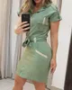 Casual Dresses Women's Solid Color Lace-up Waist Slimming Dress