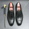 Mens Autumn New Black Spring Lazy and Leather Shoes Business Crocodile Mönster