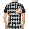 Magliette da uomo Magliette in poliestere stile a scacchi a mano grande Magliette da uomo Streetwear Camicia sottile O collo