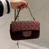 2023-WOMENS MINI SUEDE RAB CEOMTED CEALTED LEATHER CLASSIC Diamond Gold Hardware Chain Crossbody Wallets Coins Purse Pouch Pouch Pouch Resiles18/20cm