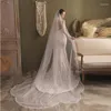 Bridal Veils Real Po 2023 3Meter One Layer Wedding Veil With Comb Lace Edge Ivory Appliqued Cathedral