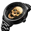 Skull Quartz Watch zegarek ze stali nierdzewnej Waterproof Wathood Watch Wojska Mężczyźni Watch Relogio Masculino260D