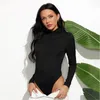 Womens Jumpsuits Rompers Bright Silk Black Bodysuits Women Casual Half Turtleneck Long Sleeve Rompers Autumn Winter Bodycon Bottoming Playsuits 230729