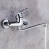 Badrumsvaskar kranar krom mässing bassäng mixer kran kran väggmonterad kall vatten högkvalitativ tvättstuga