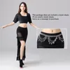 Scen Wear Belly Dance Long Kjol Set Rhinestone Decoration Suit Performance Dress Carnaval Disfraces vuxna Sexig Jupe Gitane