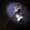 Hoop Earrings Flower Hoops Women Korean Fashion Floral Pearl Asymmetric For Girls Party Jewelry