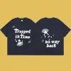 デザイナーファッションクラシック壊れた壊れた惑星Tシャツメンズ女性ゆるい純粋な綿カジュアルTシャツ漫画スケルトンヘアレター印刷カップル半袖TシャツRU993