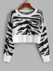 Women's Sweaters ZAFUL Tiger Print Cropped Sweater Women Fall Winter Knitwear Jumper