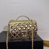 23SS Designerka damska torba na ramię skórzana klapka Diamentowa metalowa klamra Pięknie tkana górna Tote Matelasse łańcuch crossbody Sacoche torebka 20x13 cm