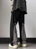Calças masculinas Outono Americano Retrô Patchwork High Street Design Calças casuais Techwear Reta Y2k Pantalones largos De Mujer