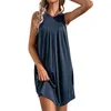 Lässige Kleider Feste Farbe Weißer Sommer für Frauen Vestidos 2023 ärmellose Baumwolle lose elegante Boho Beach Sundress