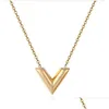 Hanger Kettingen V-vormig Titanium Staal Womens Cd Love Ketting Ontwerper Juwelen Cubaanse Link Chain Chrome Heart Coco Crystal Stones F Dhkxg